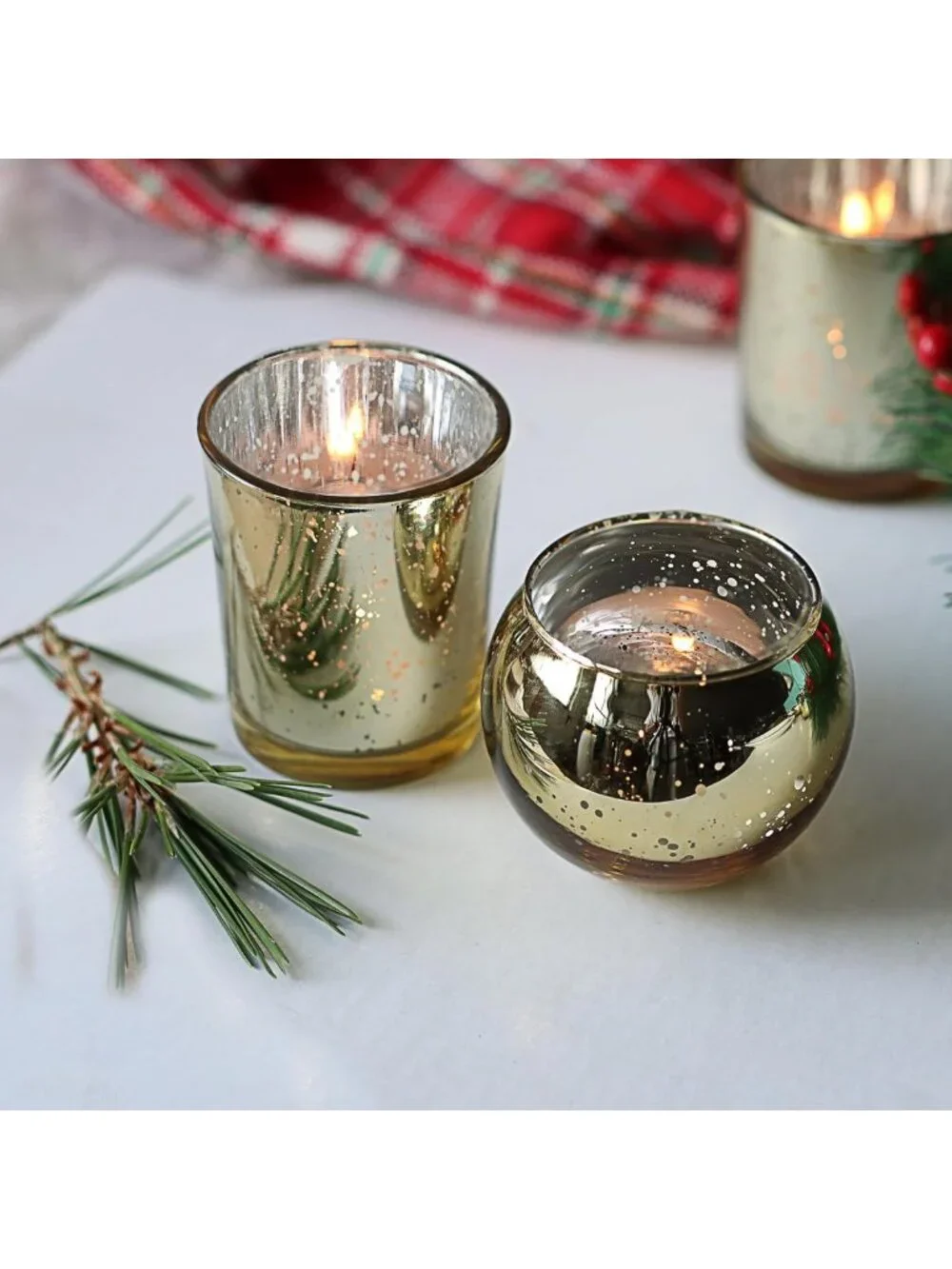 48pcs Gold Mercury Glass Votive Candle Holders for Weddings, Parties & Home